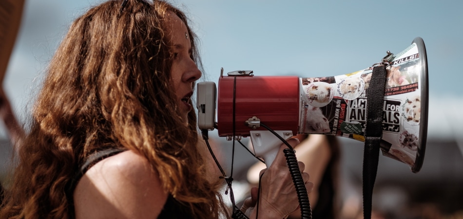 Woman with Loudspeaker