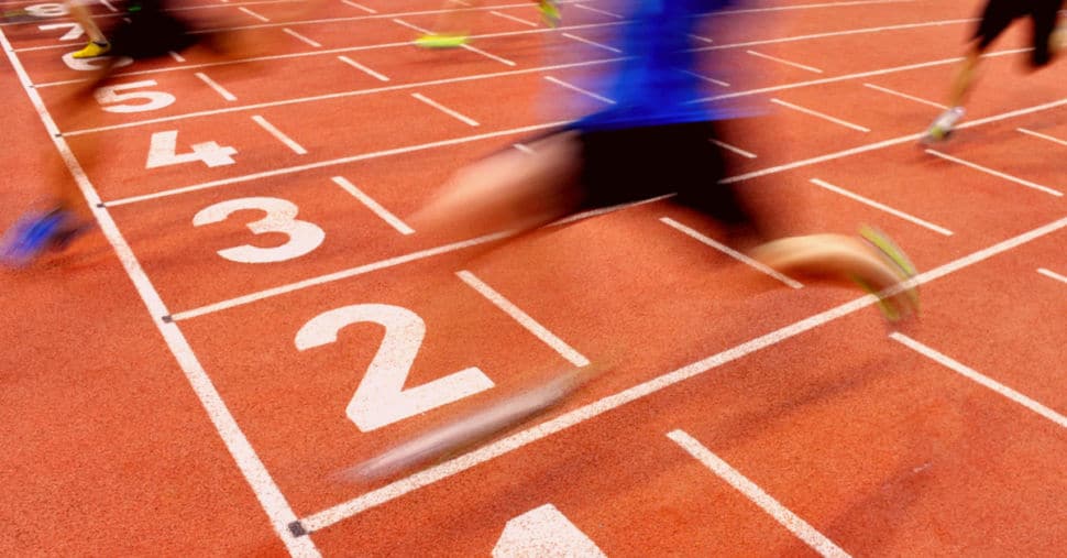 Runner on track blurred