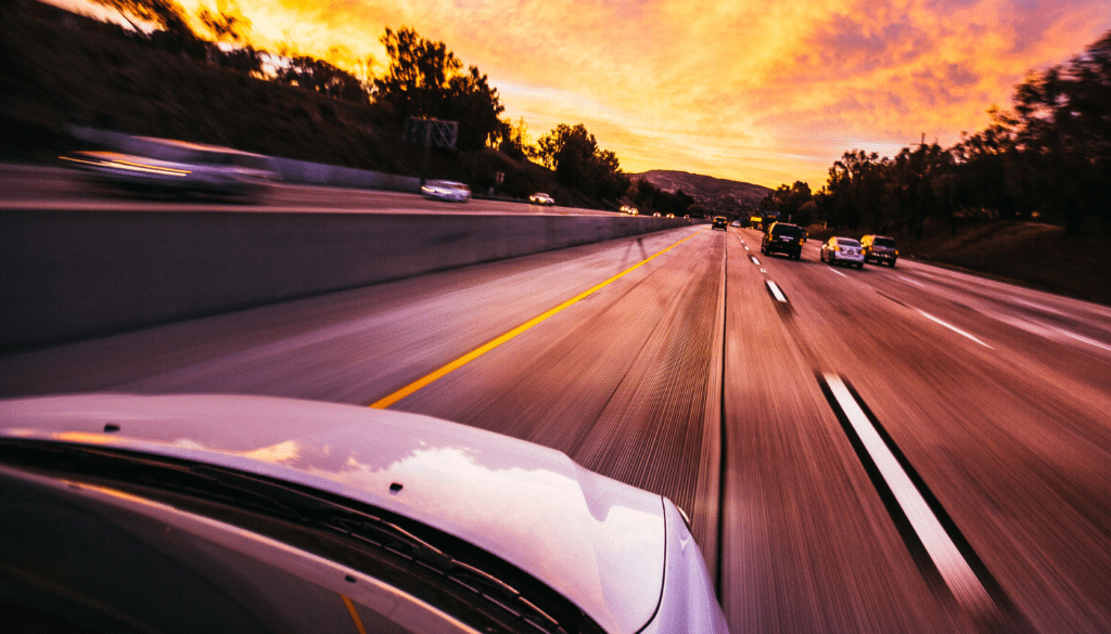 Fast travelling car